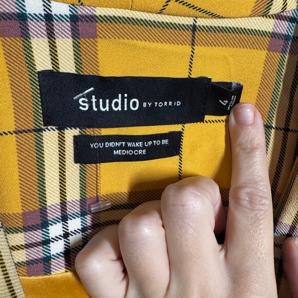 Torrid Jacket Women 4X Yellow Plaid Plus Size Clueless Career Office Work Modest - Picture 7 of 9